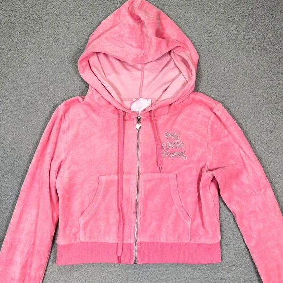 Dolls Kill My Little Pony Velour Cropped Track Jacket Women's M Pink Rhinestone - Picture 7 of 14